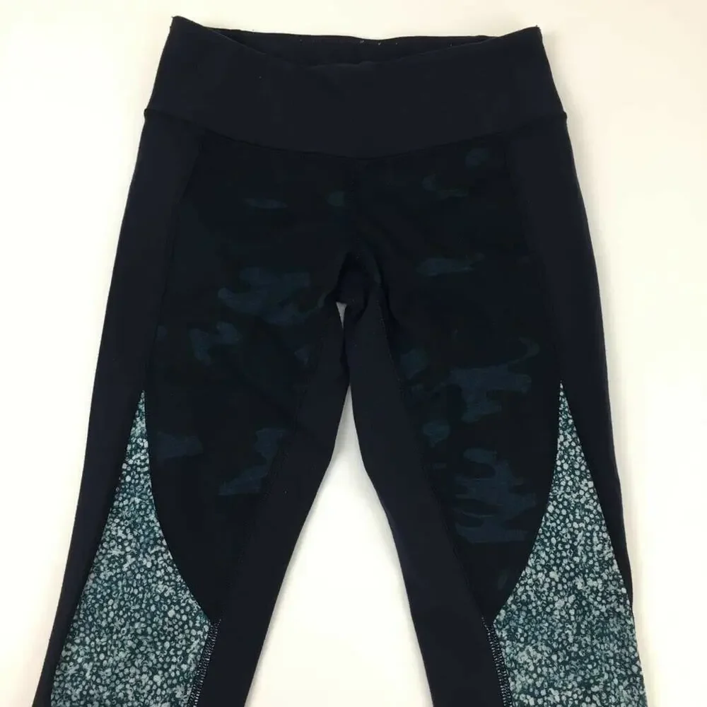 Lululemon Wunder Under Crop *Full-On Luon Blue Camo Camouflage Low Rise Size 2